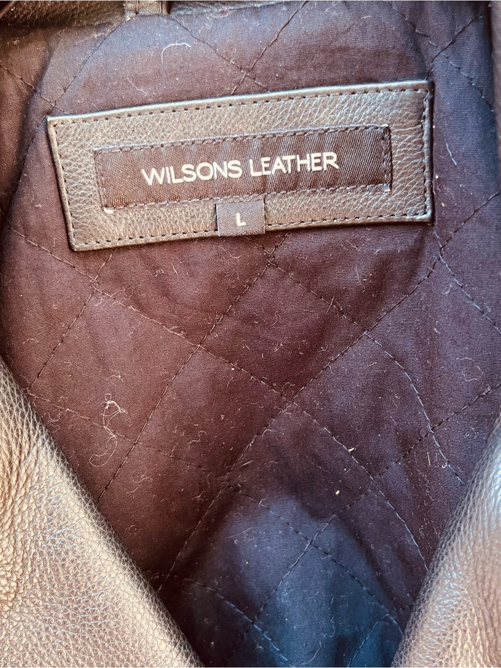 Wilsons Leather Black Quilted-Lined Leather Jacket Interior View